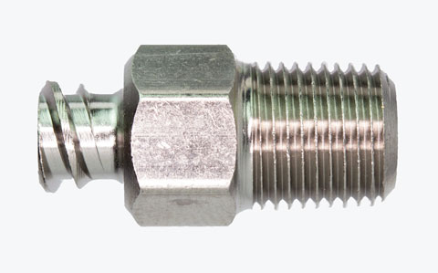 A7307 PLASTIMATE® Female Luer to 1/8" NPT male (7/16" hex)